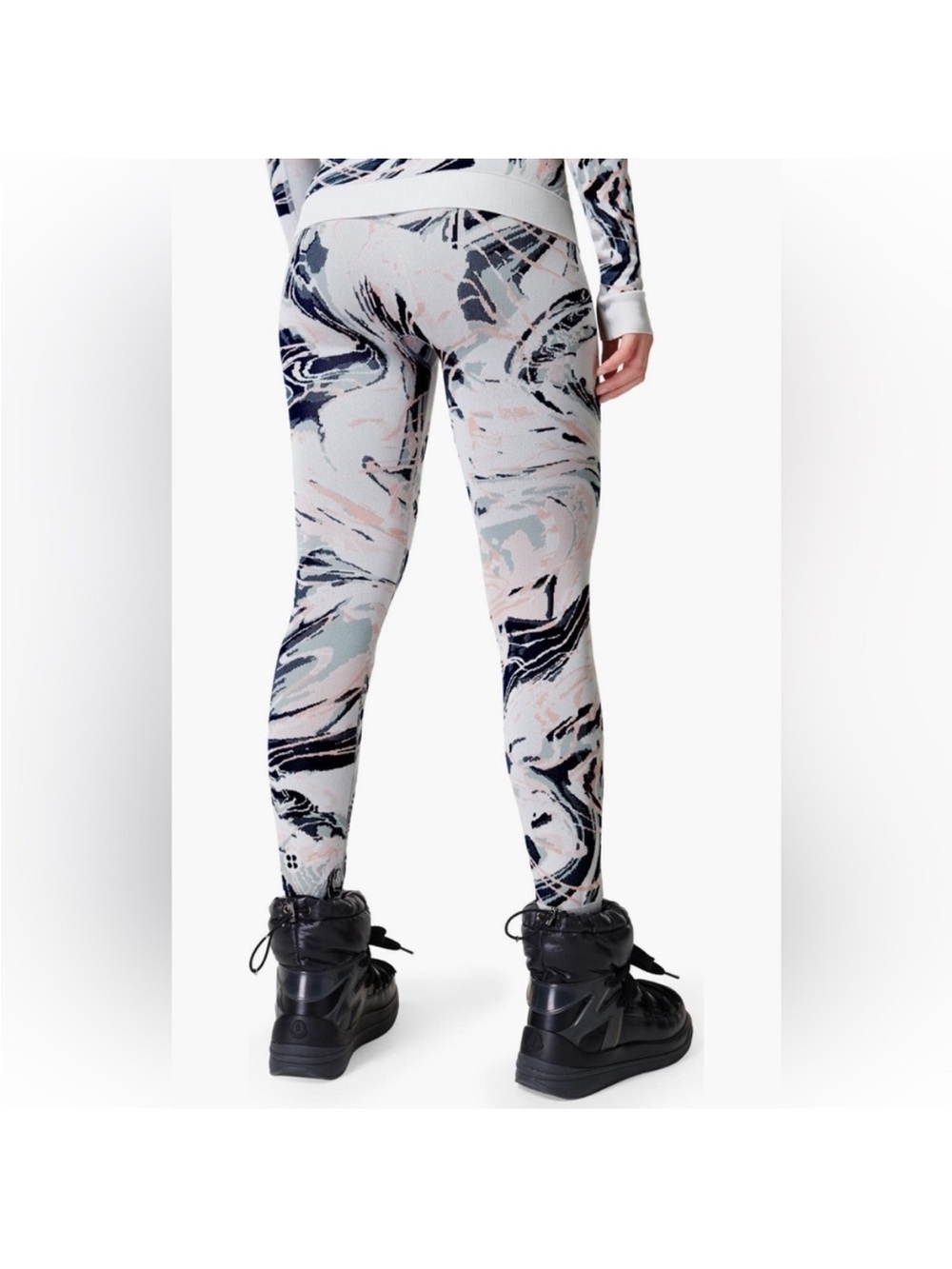 Sweaty Betty Base Layer Leggings in Blue Glacier Jacquard Size Small (6) NWT - Picture 3 of 8